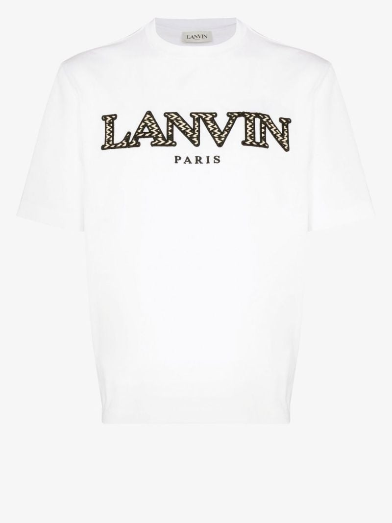 White Curb Logo Embroidered Cotton T-shirt