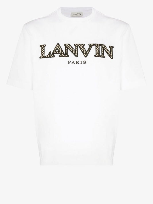 White Curb Logo Embroidered Cotton T-shirt