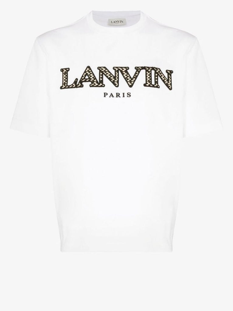 White Curb Logo Embroidered Cotton T-shirt