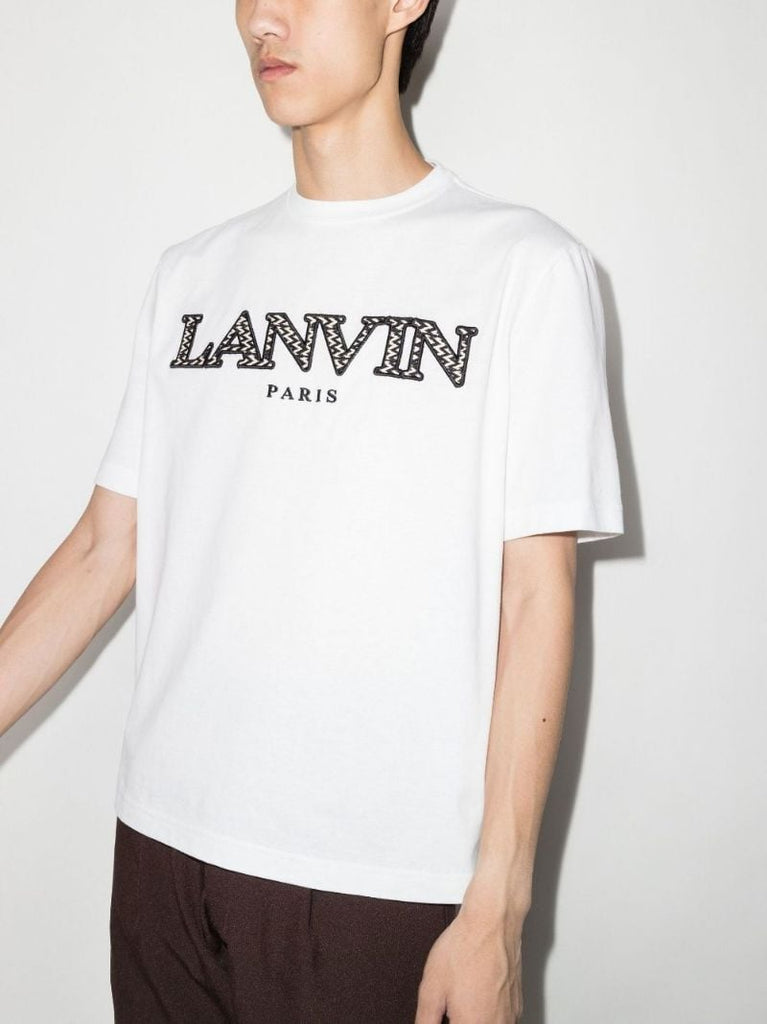 White Curb Logo Embroidered Cotton T-shirt