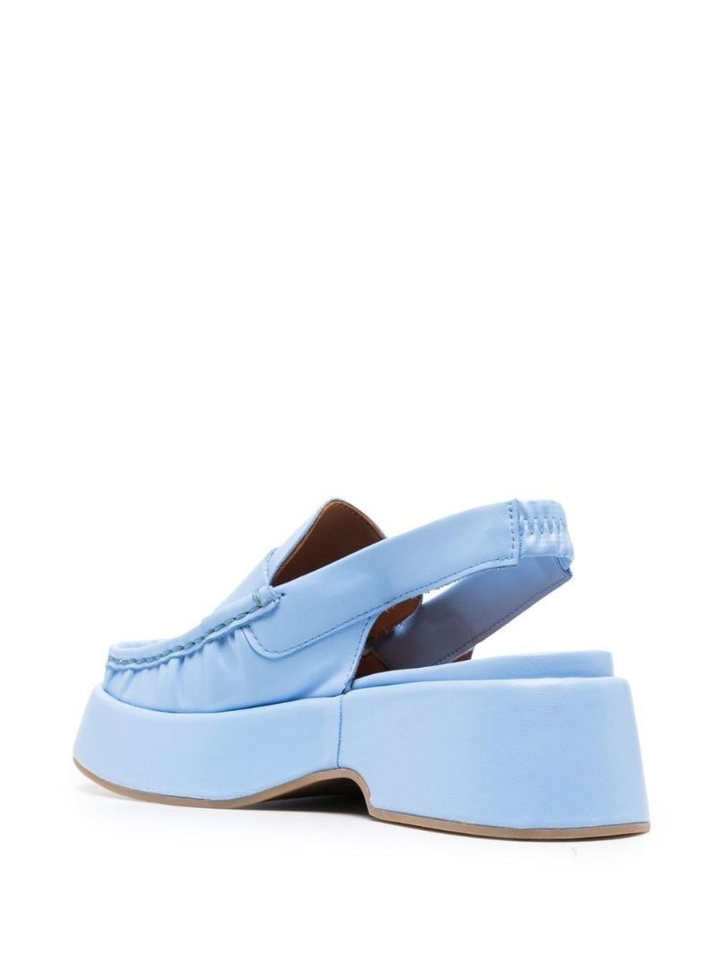 Blue Embellished Leather Slingback Mules