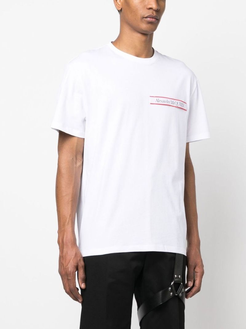 White Logo Tape Cotton T-shirt