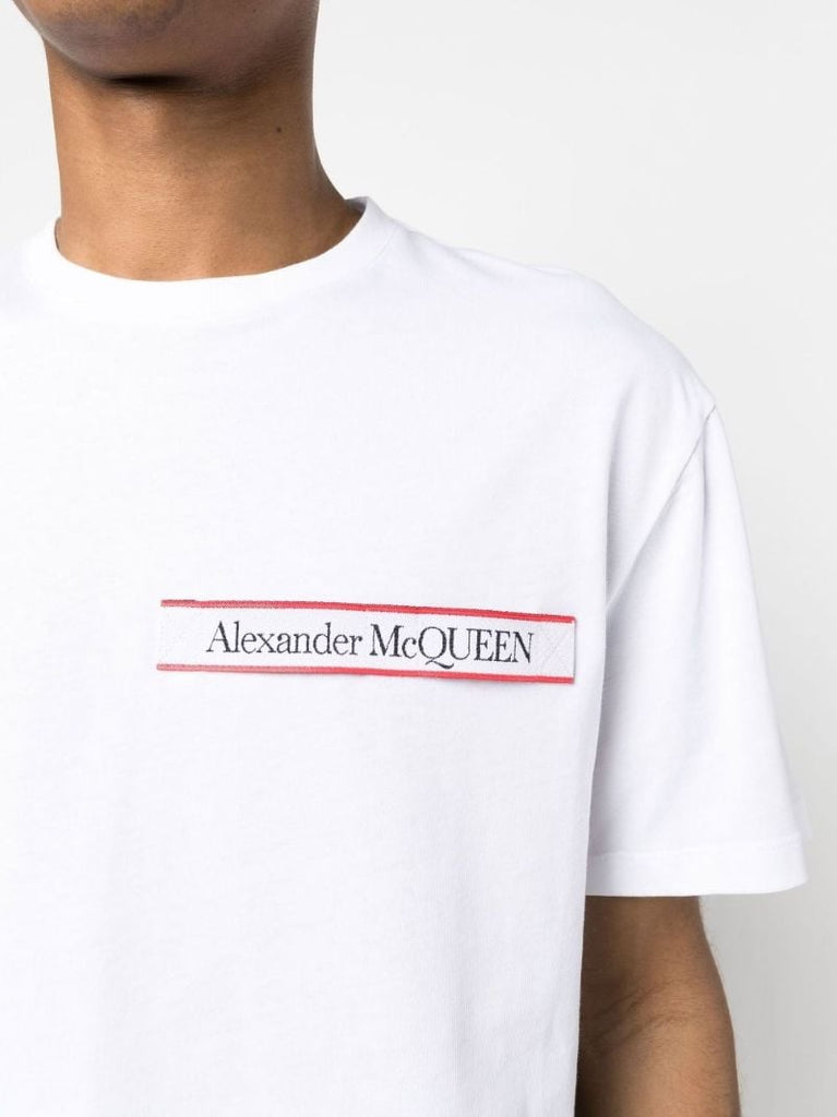 White Logo Tape Cotton T-shirt