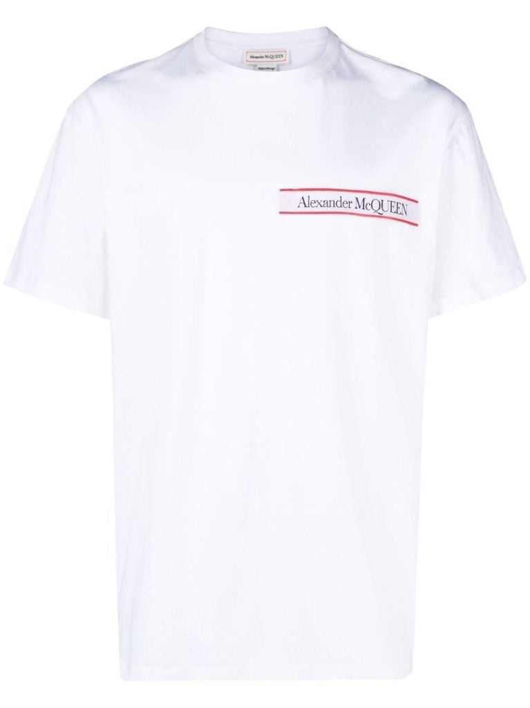 White Logo Tape Cotton T-shirt