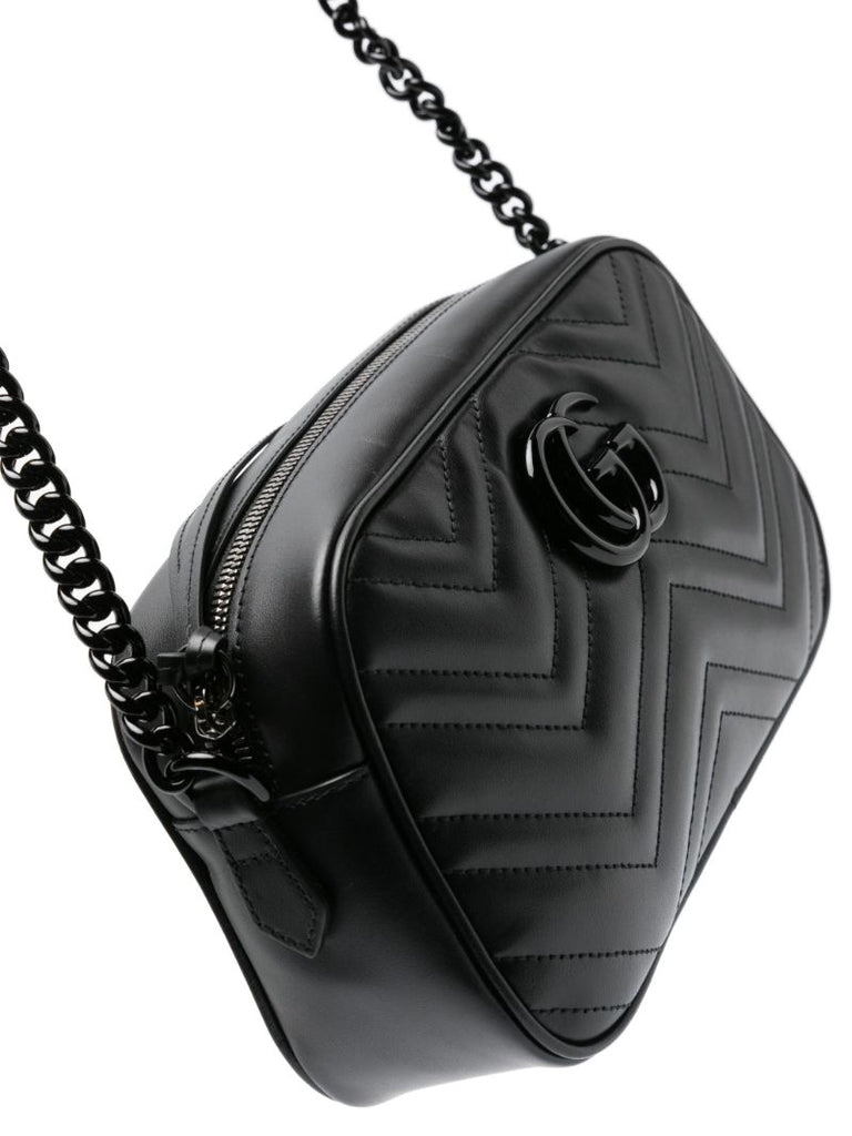 Black Gg Marmont Small MatelassÃ_x0083_Â© Leather Shoulder Bag