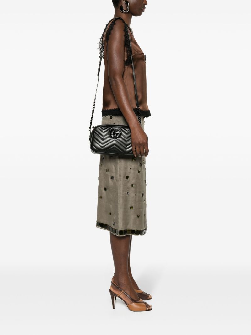 Black Gg Marmont Small MatelassÃ_x0083_Â© Leather Shoulder Bag