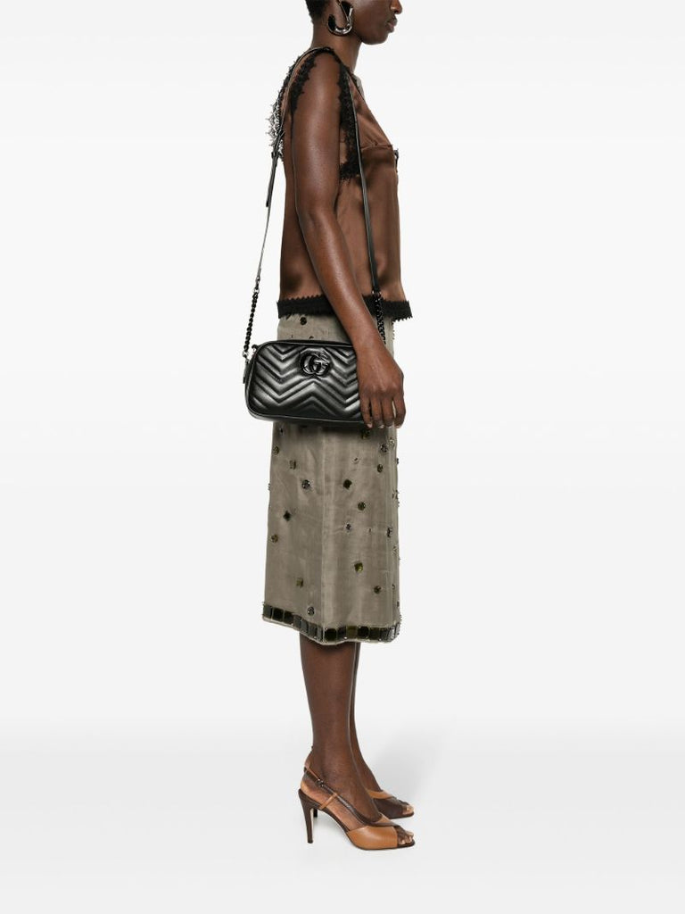 Black Gg Marmont Small MatelassÃ_x0083_Â© Leather Shoulder Bag