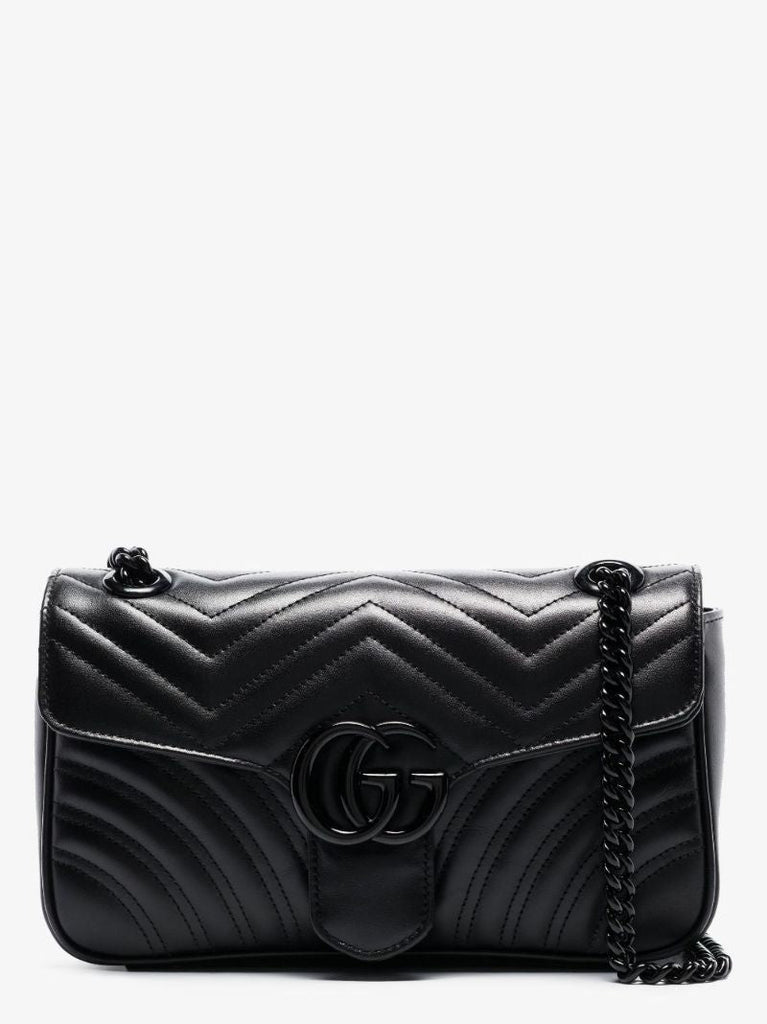 Black Gg Marmont Small Leather Shoulder Bag