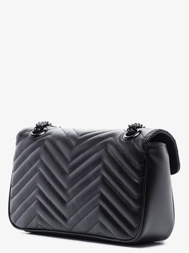 Black Gg Marmont Small Leather Shoulder Bag