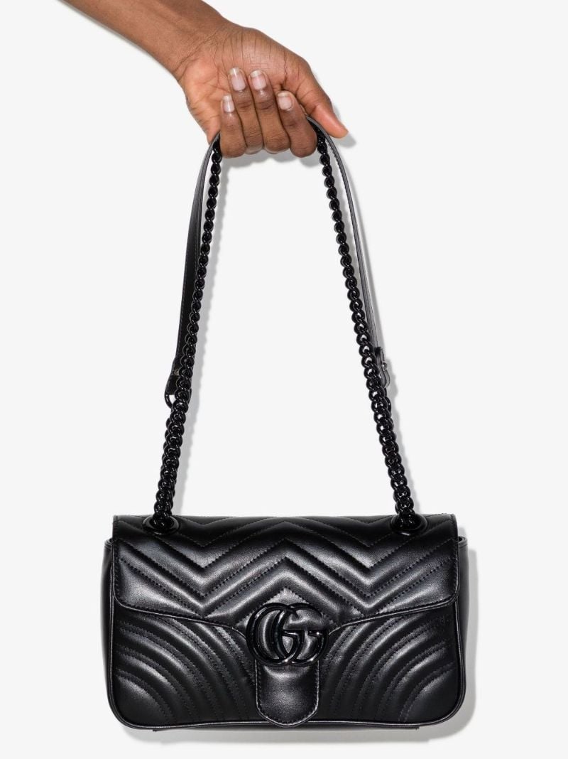 Black Gg Marmont Small Leather Shoulder Bag