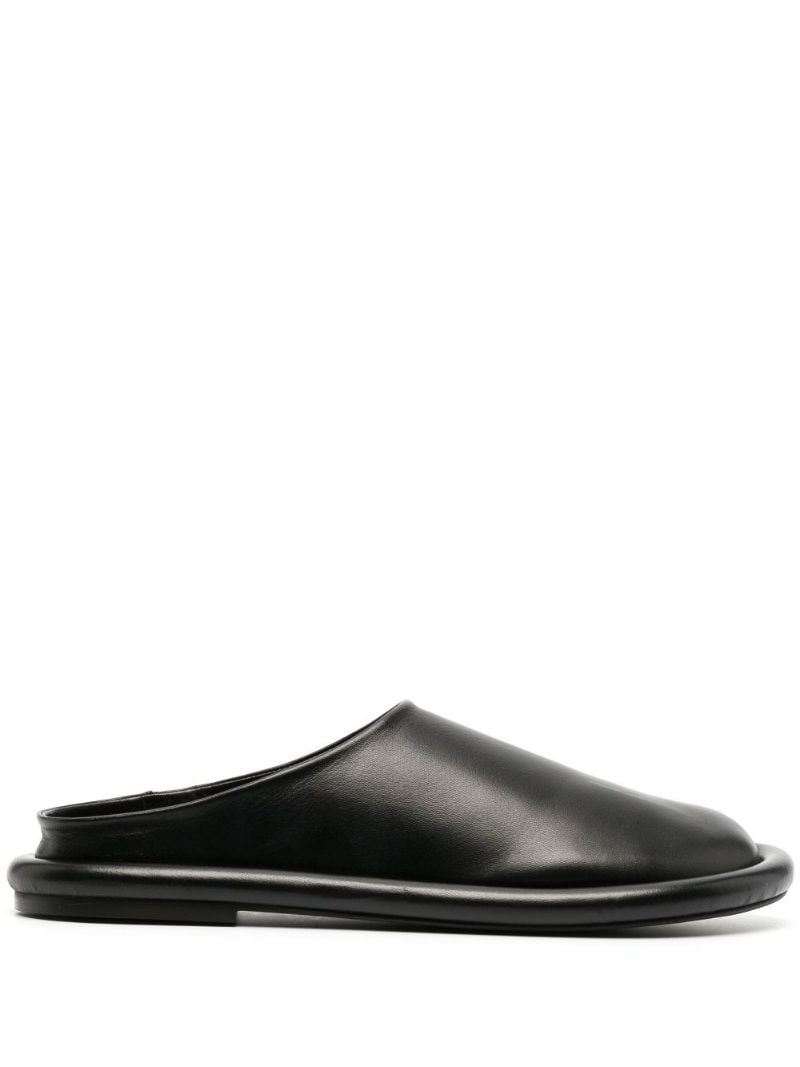 Black Bumper-tube Leather Slippers