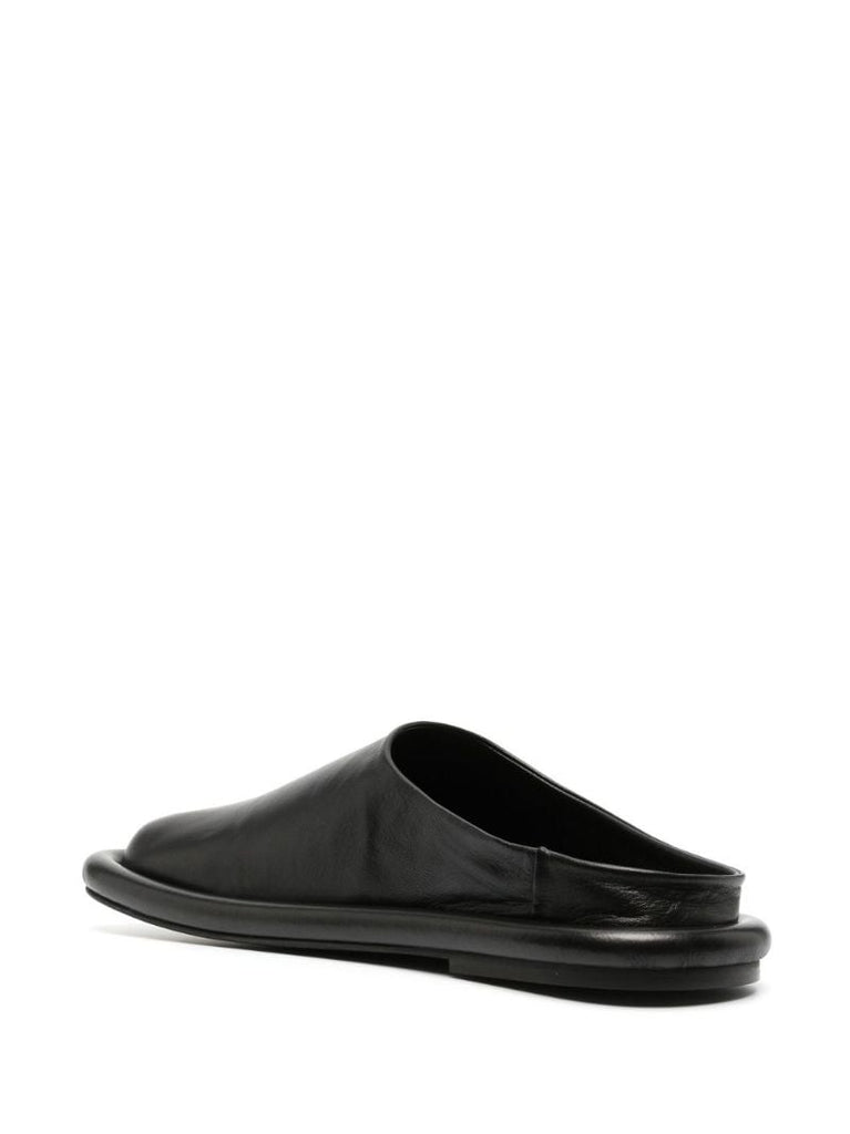 Black Bumper-tube Leather Slippers
