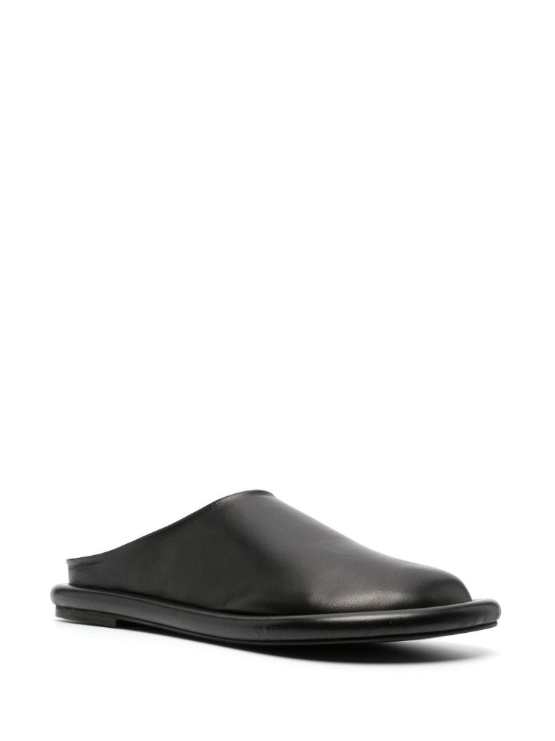 Black Bumper-tube Leather Slippers