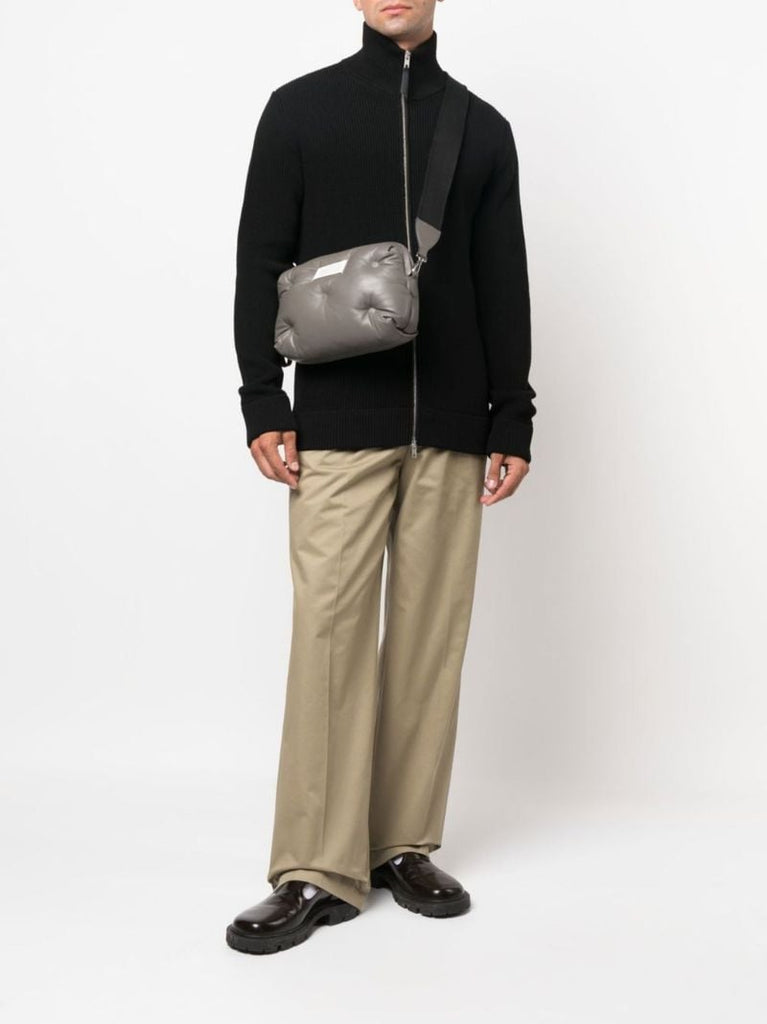 2black Zip-up Ribbed Knit Cardigan