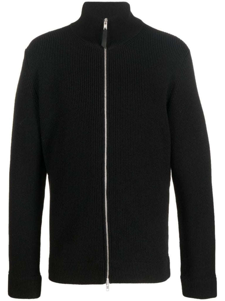 2black Zip-up Ribbed Knit Cardigan