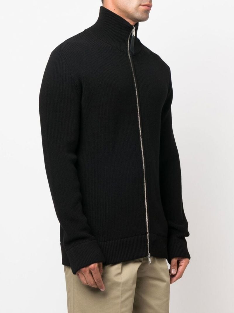 2black Zip-up Ribbed Knit Cardigan