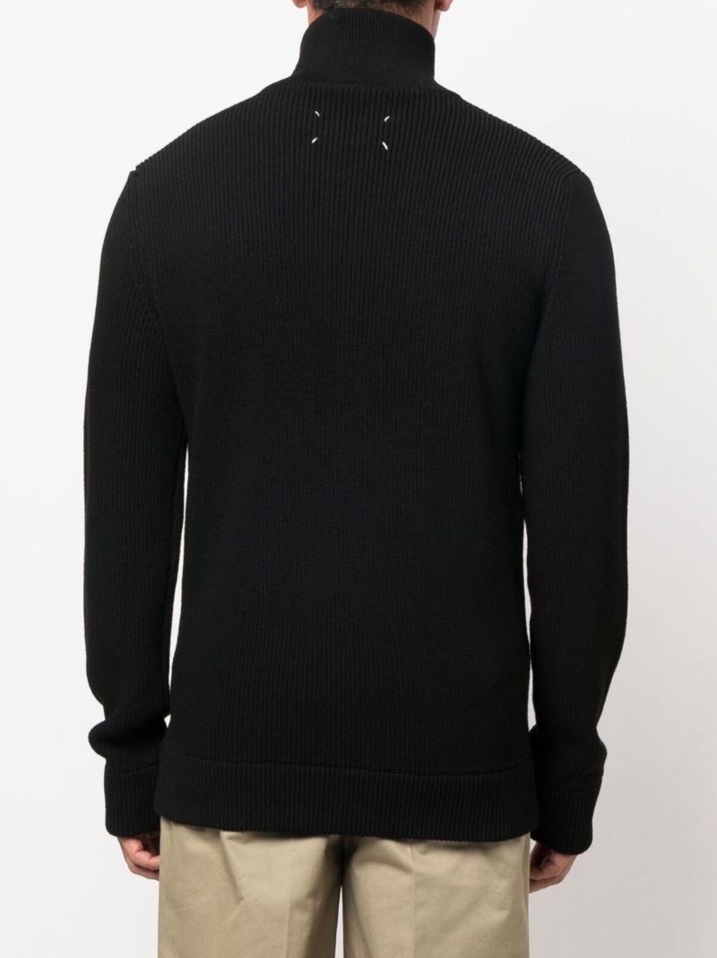 2black Zip-up Ribbed Knit Cardigan