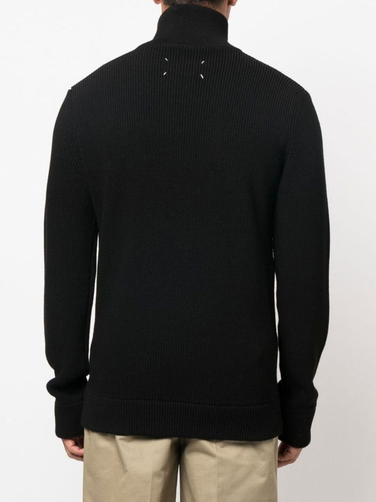 2black Zip-up Ribbed Knit Cardigan