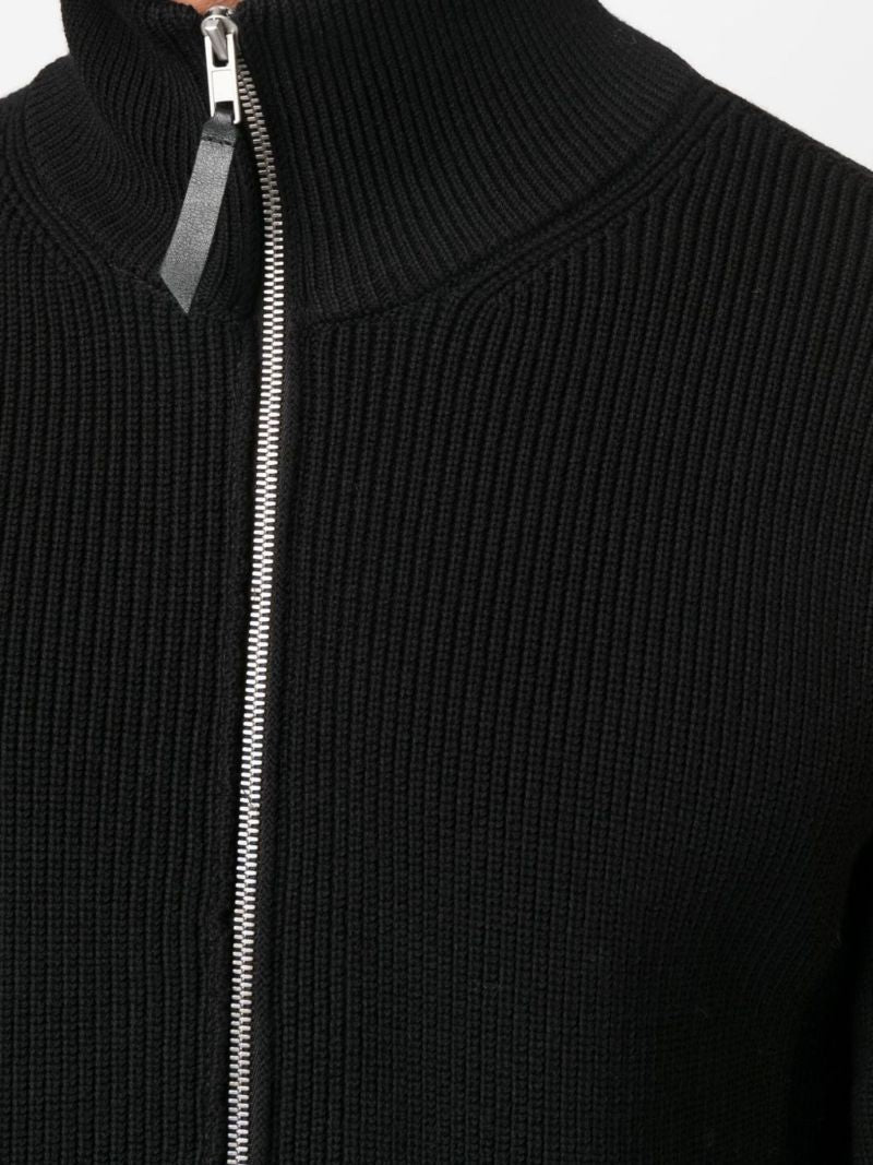 2black Zip-up Ribbed Knit Cardigan