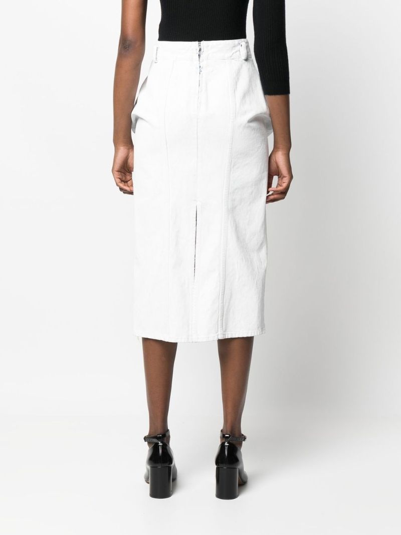 White Gathered Denim Mini Skirt