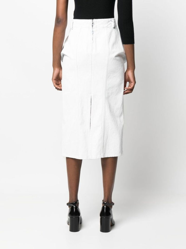 White Gathered Denim Mini Skirt