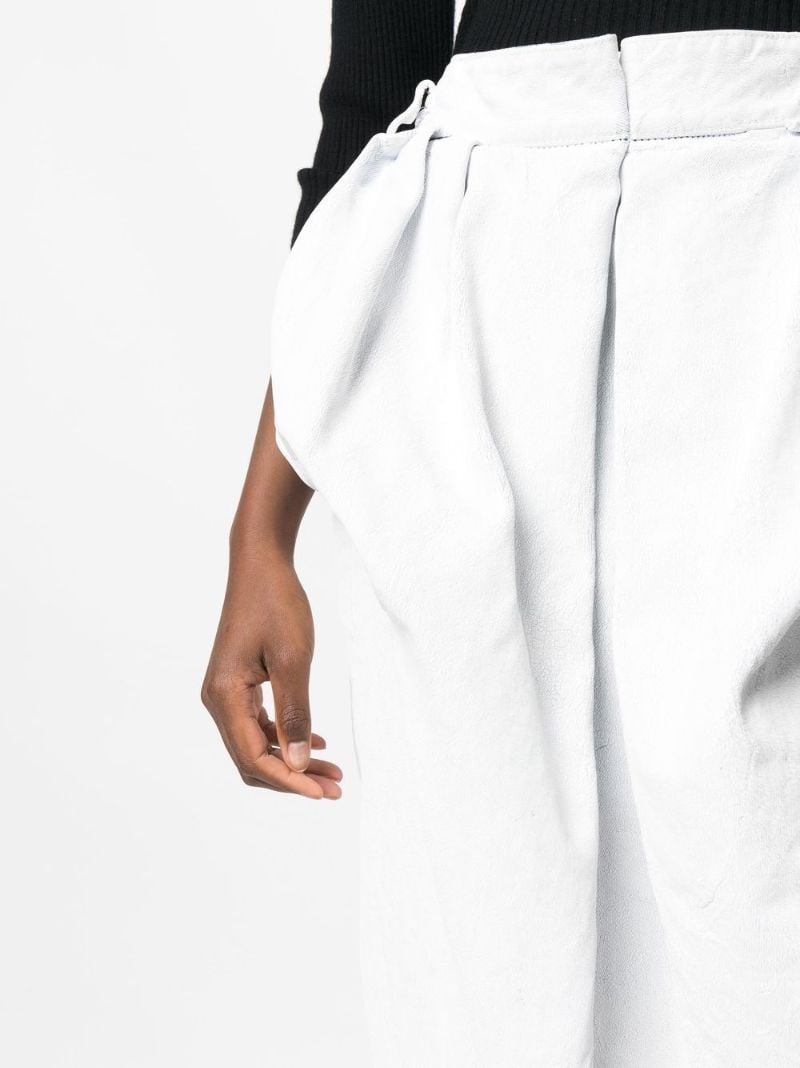 White Gathered Denim Mini Skirt