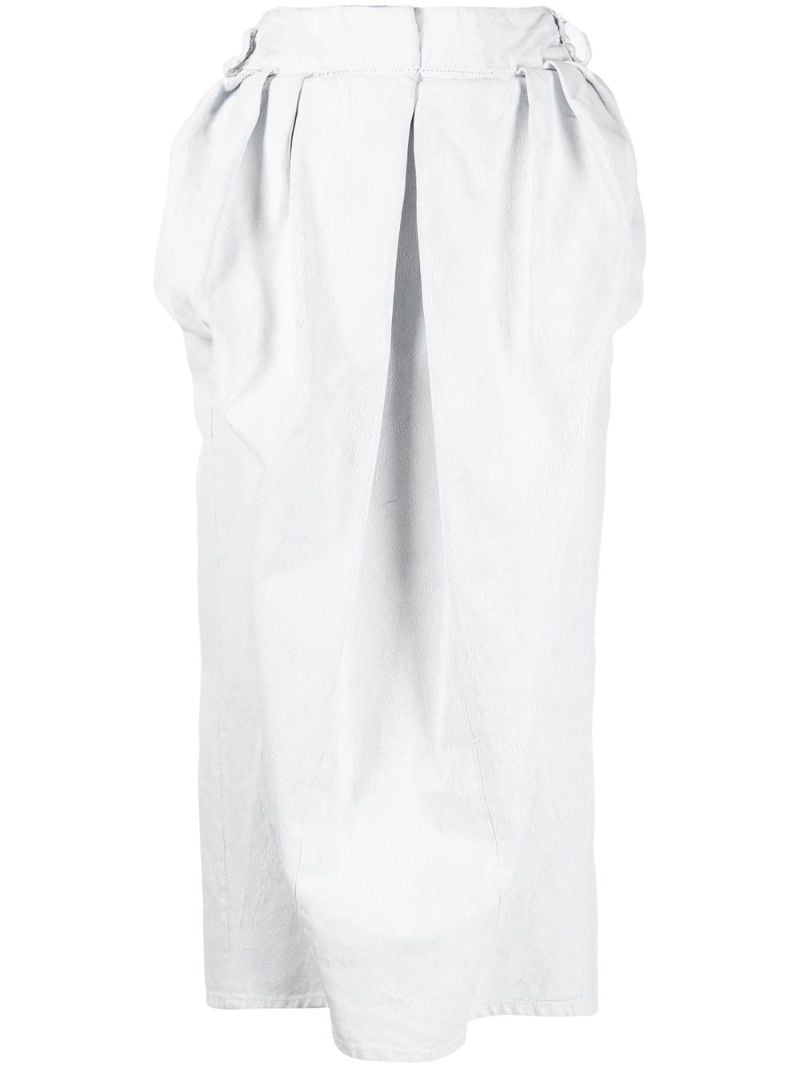 White Gathered Denim Mini Skirt