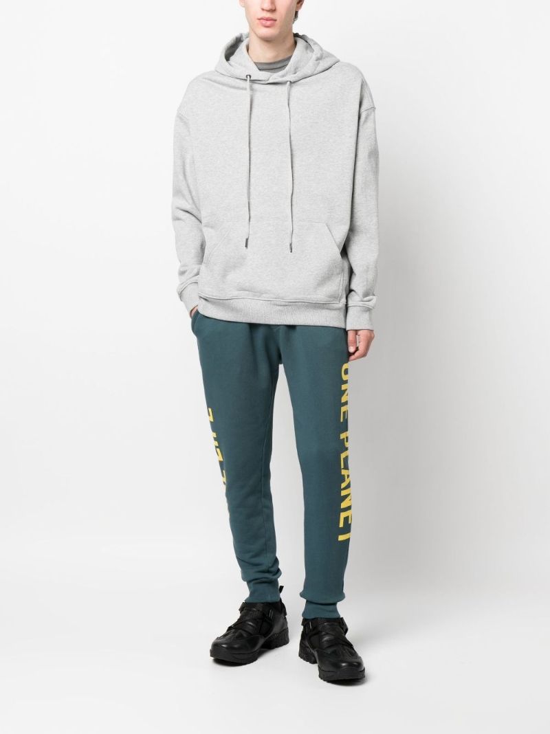 Green Slogan  Print Cotton Track Pants
