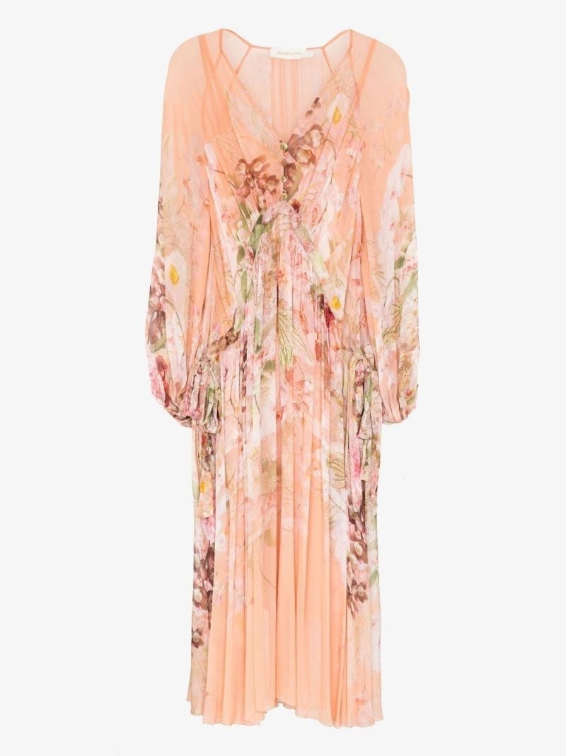 Dancer Drawn Floral Print Midi Dress