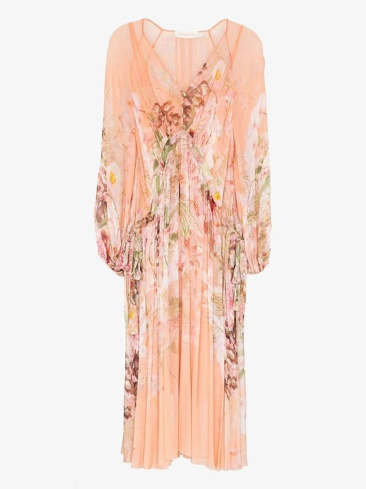 Dancer Drawn Floral Print Midi Dress