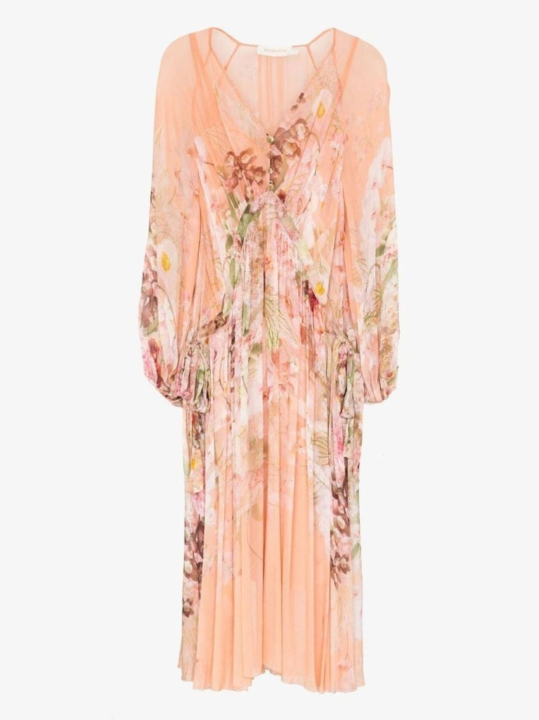 Dancer Drawn Floral Print Midi Dress
