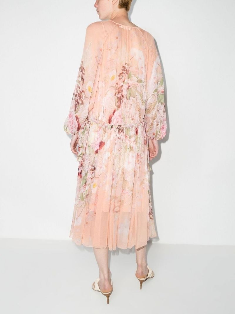Dancer Drawn Floral Print Midi Dress