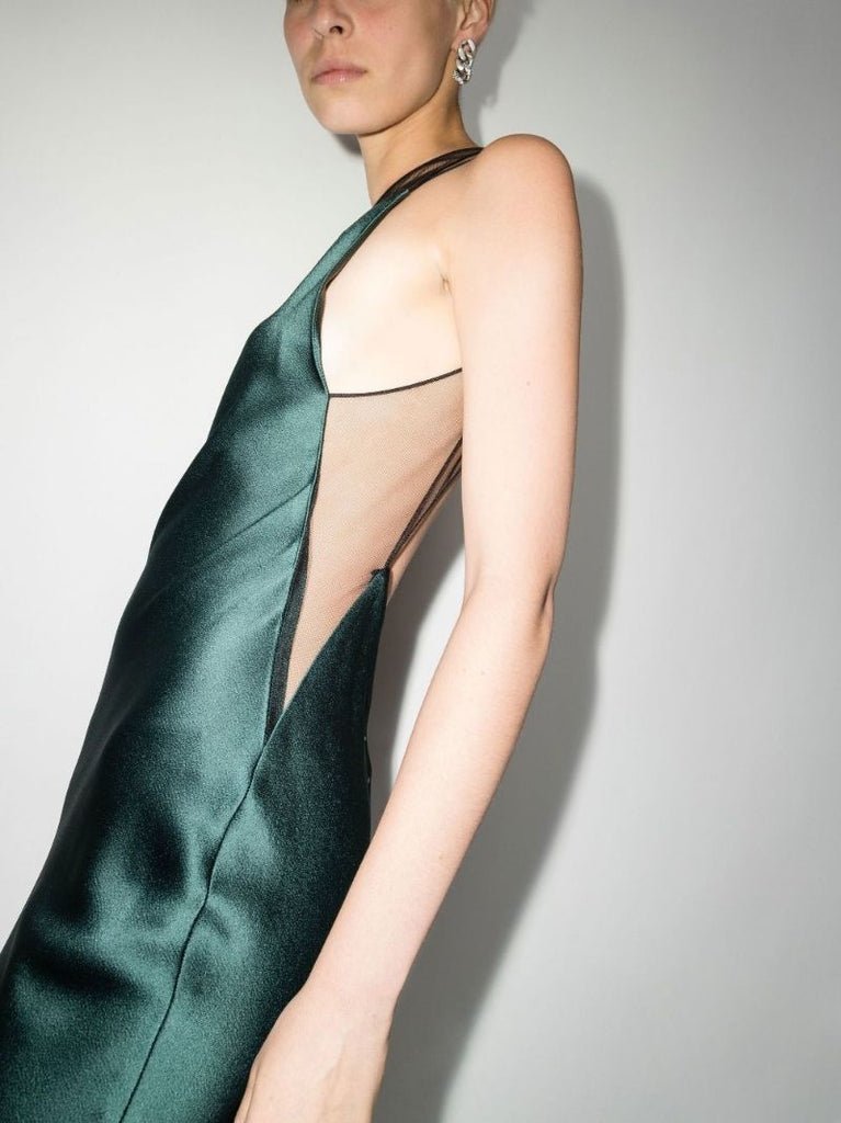 Green Panelled Fishtail Gown