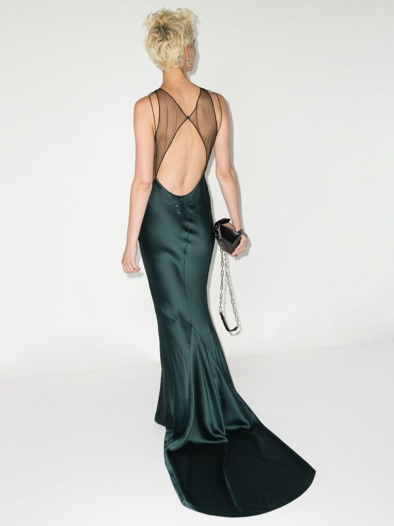 Green Panelled Fishtail Gown