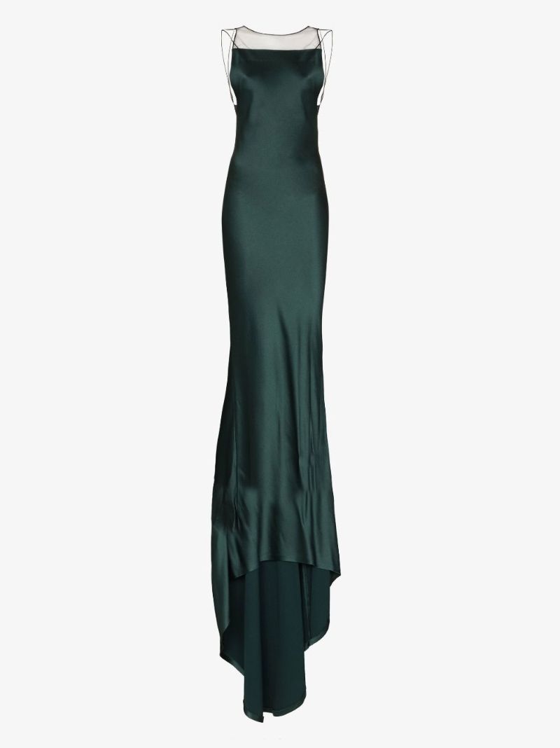 Green Panelled Fishtail Gown