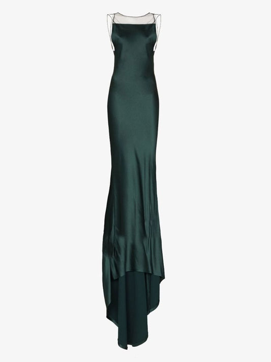 Green Panelled Fishtail Gown