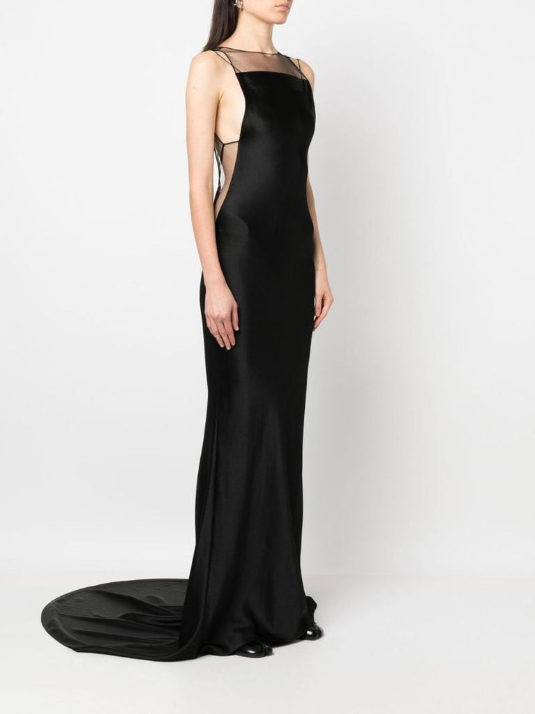 Black Hammered Satin Gown