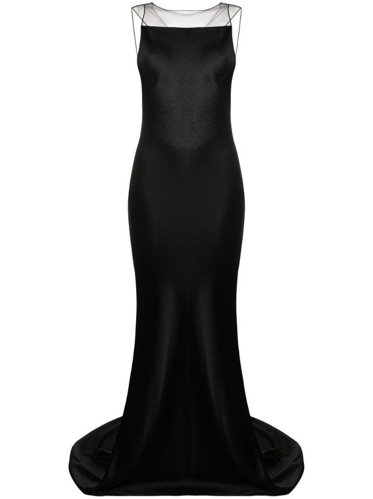 Black Hammered Satin Gown