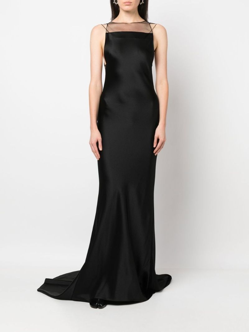 Black Hammered Satin Gown