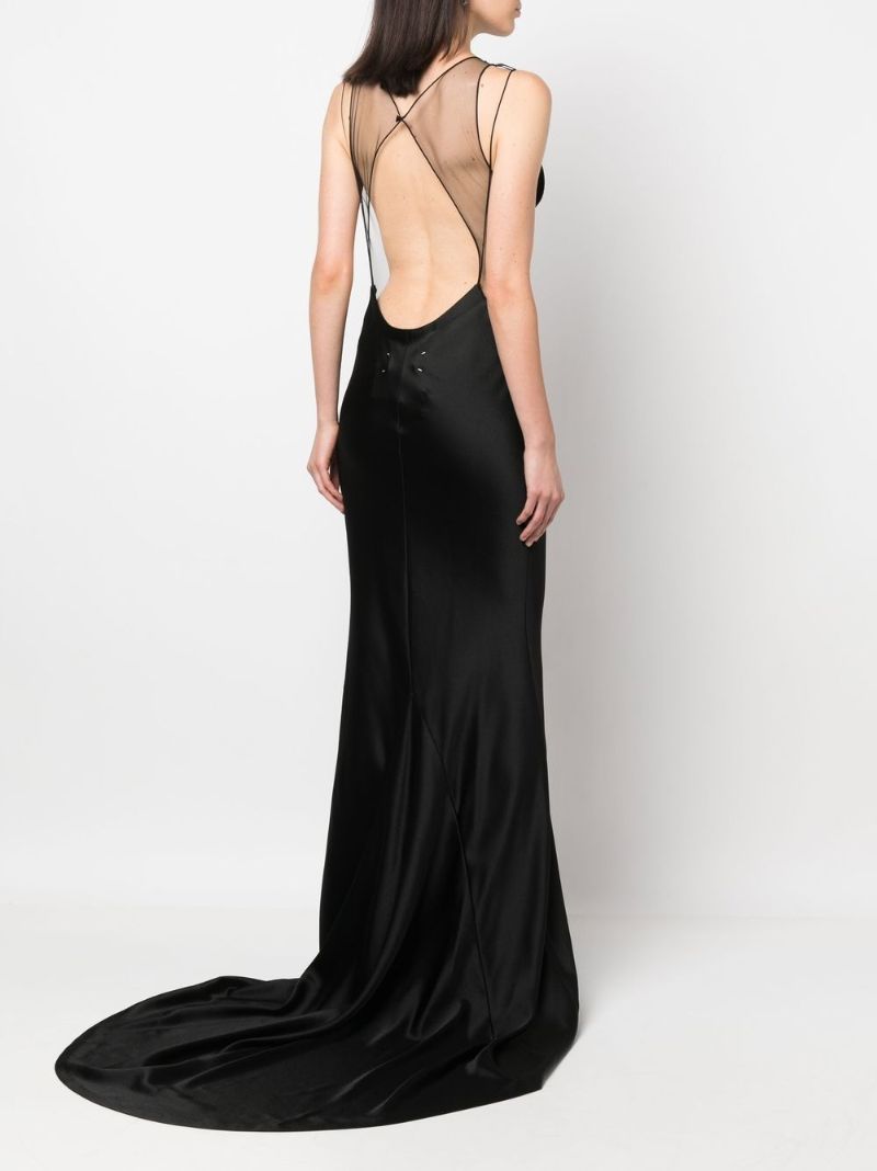 Black Hammered Satin Gown