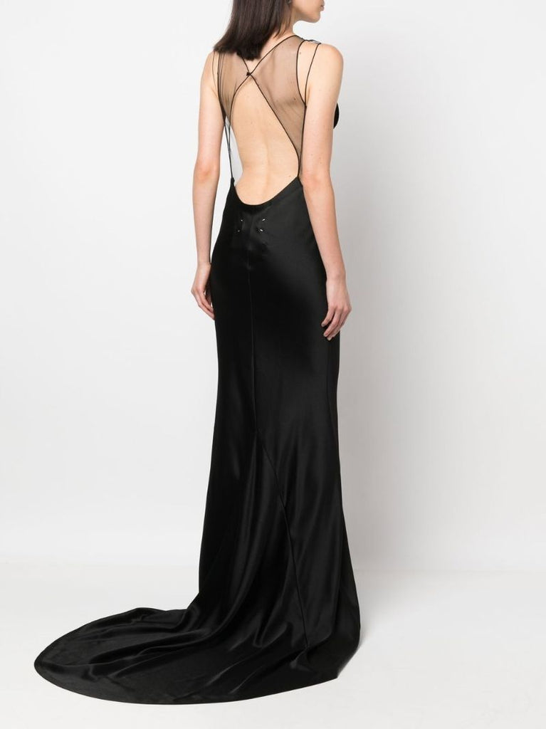 Black Hammered Satin Gown