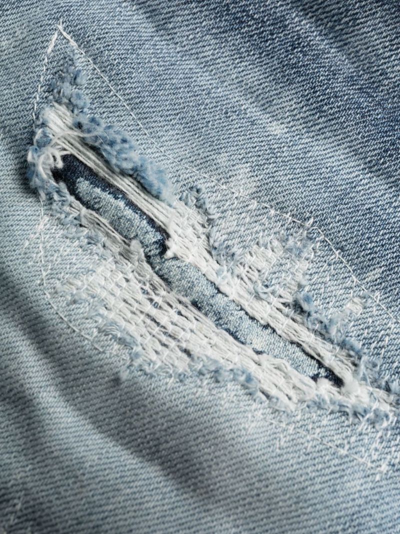 Blue Distressed Slim-leg Jeans