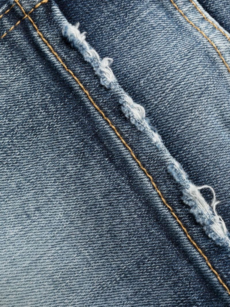 Blue Distressed Slim-leg Jeans