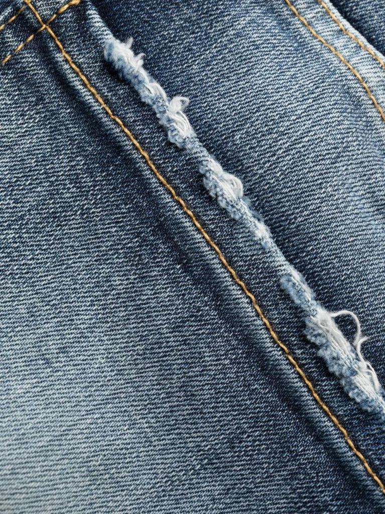 Blue Distressed Slim-leg Jeans