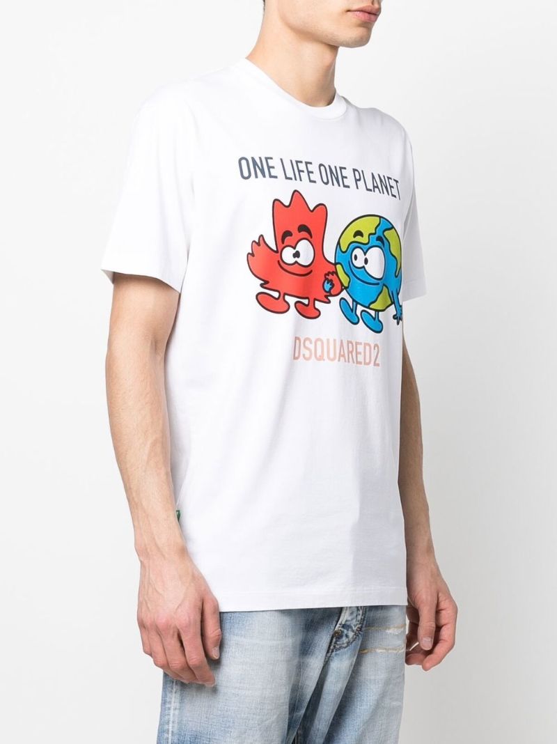 White One Life Buddies Print Cotton T-shirt