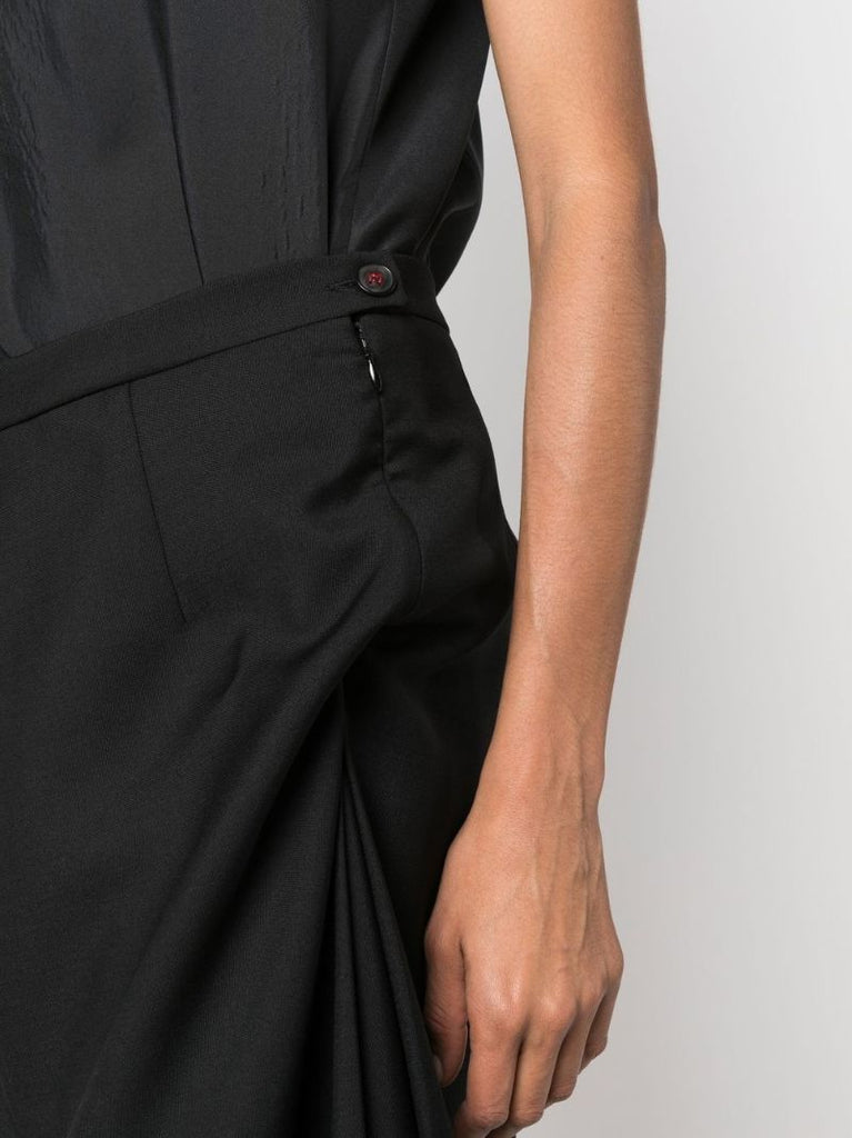 Black Reworked Square Neck Midi Dress