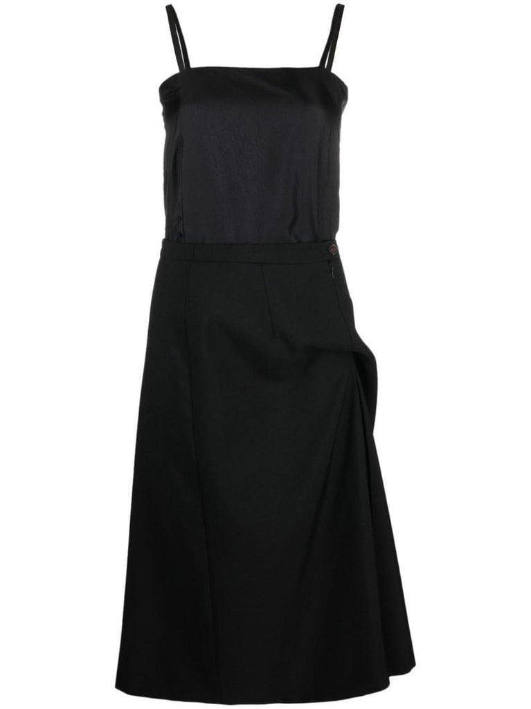 Black Reworked Square Neck Midi Dress