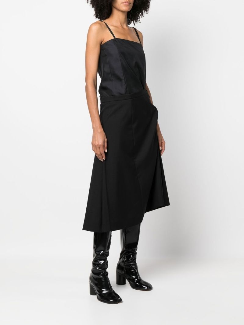 Black Reworked Square Neck Midi Dress