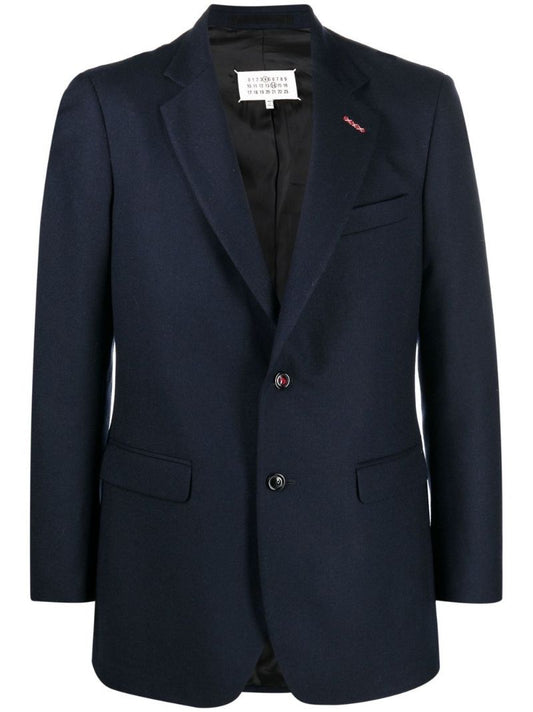 Blue Single-breasted Wool Blazer