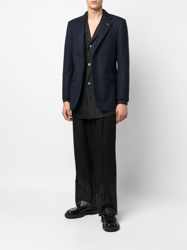 Blue Single-breasted Wool Blazer